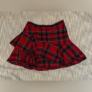 H&M Kid’s Red and Black Asymmetrical Plaid Skirt